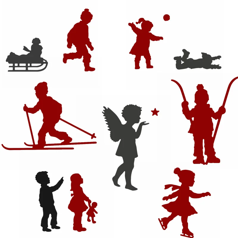 

Joyful Kids In Winter Metal Cutting Dies Stencils Adorable Kids Playing In Winter Die Cuts For DIY Card Making New 2020