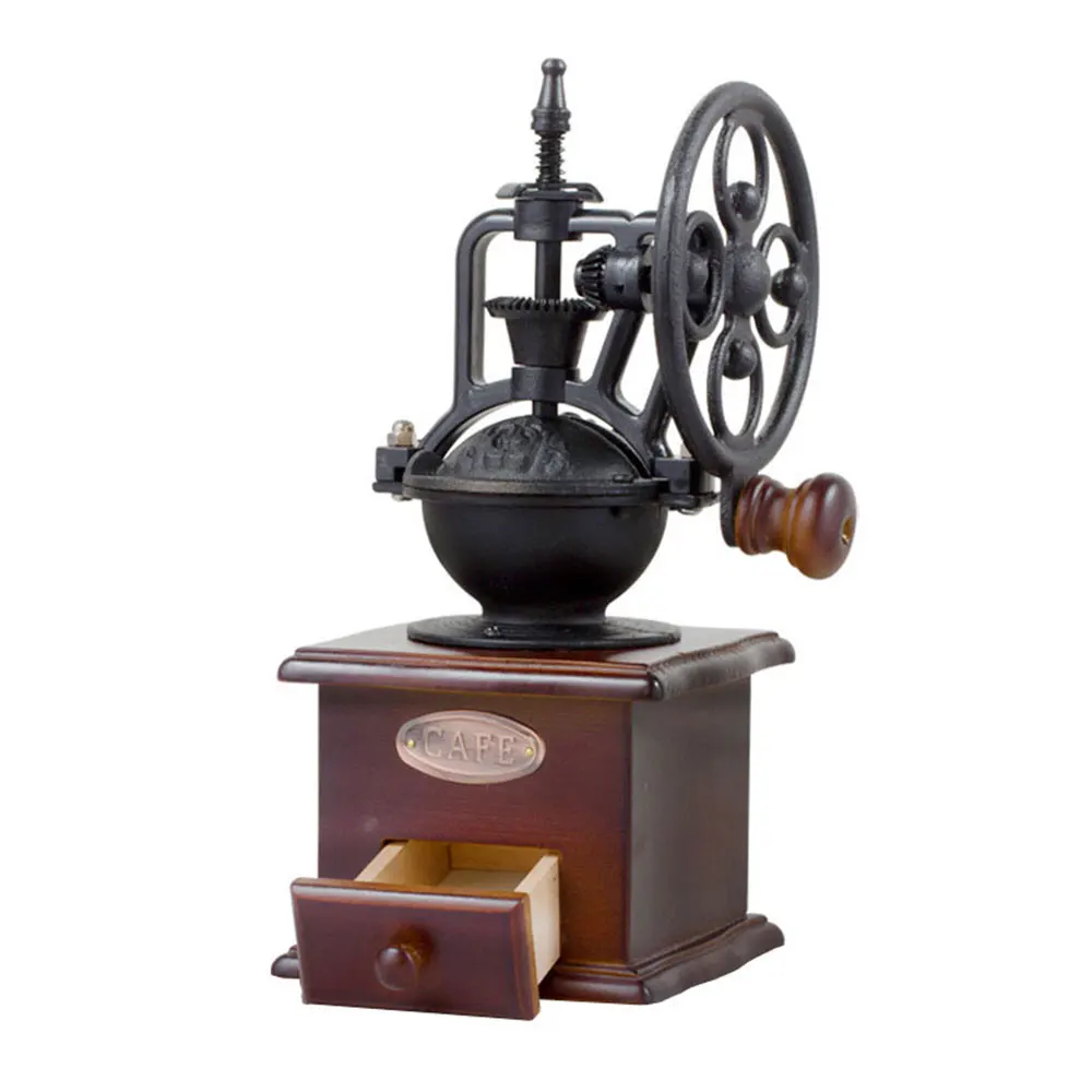Винтажная ручная кофемолка отличный подарок деревянная роликовая зерновая