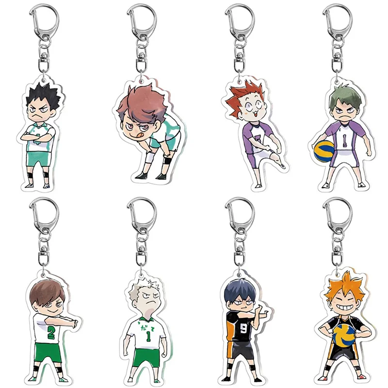 8 цветов Haikyuu! Аниме брелок Хината Shoyo Kageyama Tobio Косплей Акриловый Брелок фигурка
