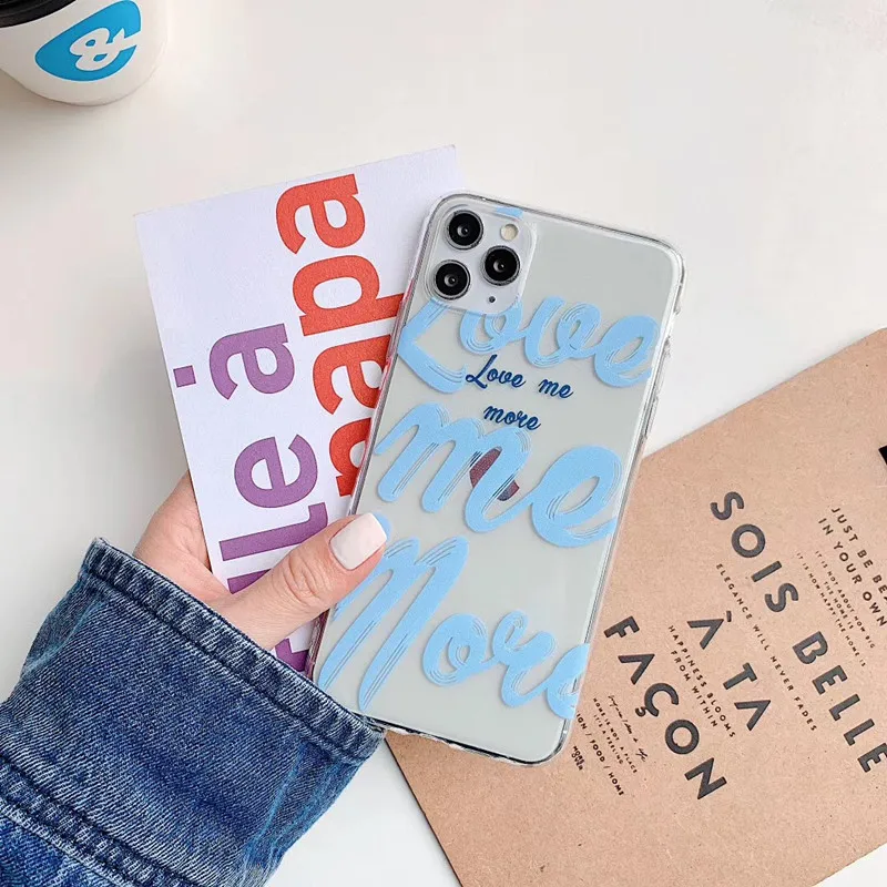 

Retro Simple Letter Art Couple Cute Phone Case Fundas Etui for IPhone 12 11 Pro MAX X MAX Cover 7 8 Plus Silicone Coque