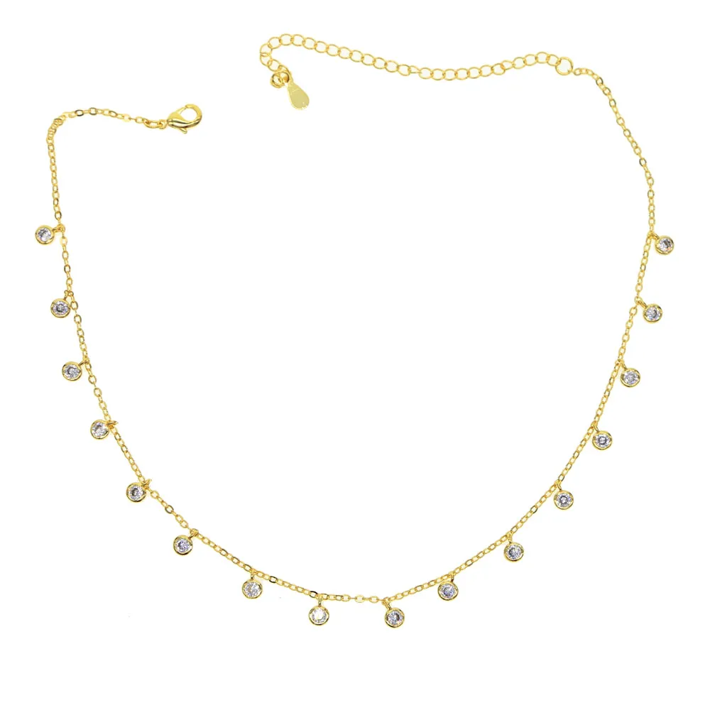 Модный Круглый Квадратный Кулон ожерелье с кубическим цирконием короткое из