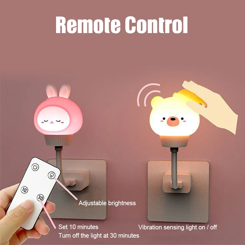 

Hot Remote Control USB Night Light 0.8W Cartoon Figure Lamp with Adjustable Brightness Gift for Computer Breastfeeding Bed FQ-in