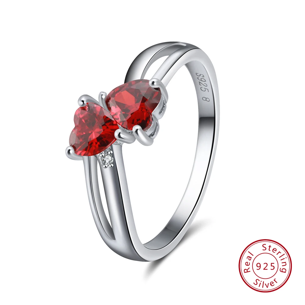 Красный ORSA JEWELS женское серебряное кольцо из натуральной 925 пробы, 4 цвета, AAA кубический циркон, набор Зубцов, женское модное ювелирное изделие для вечеринки SR58 - Цвет камня: Красный