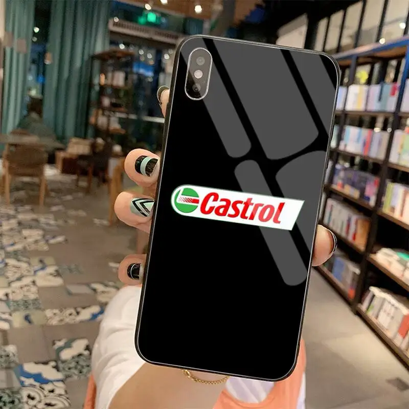 

NBDRUICAI Castrol brand Silicone Black Phone Case Tempered Glass For iPhone 11 Pro XR XS MAX 8 X 7 6S 6 Plus SE 2020 case