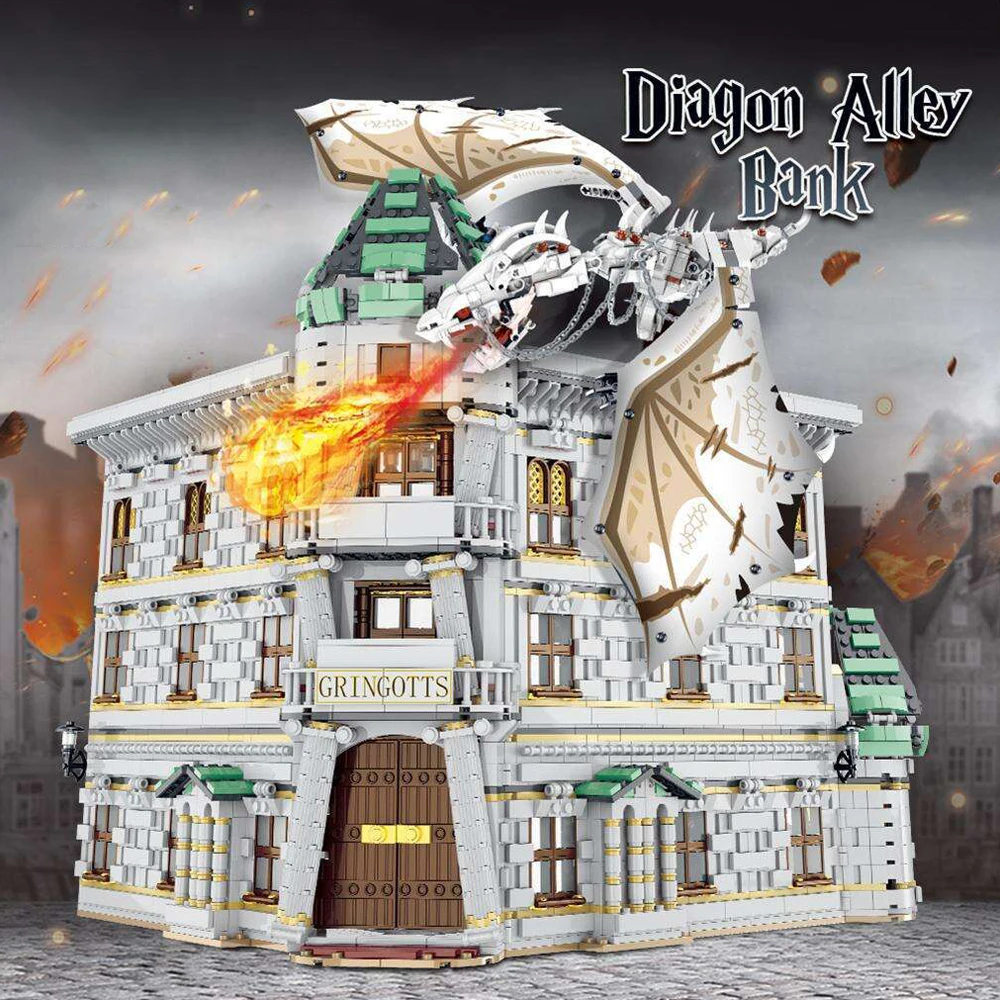 

Ideas creatoring Expert Street View House Diagon Alley Gringotts Bank 4185PCS Moc Modular Bricks Model Building Blocks Toys Gift