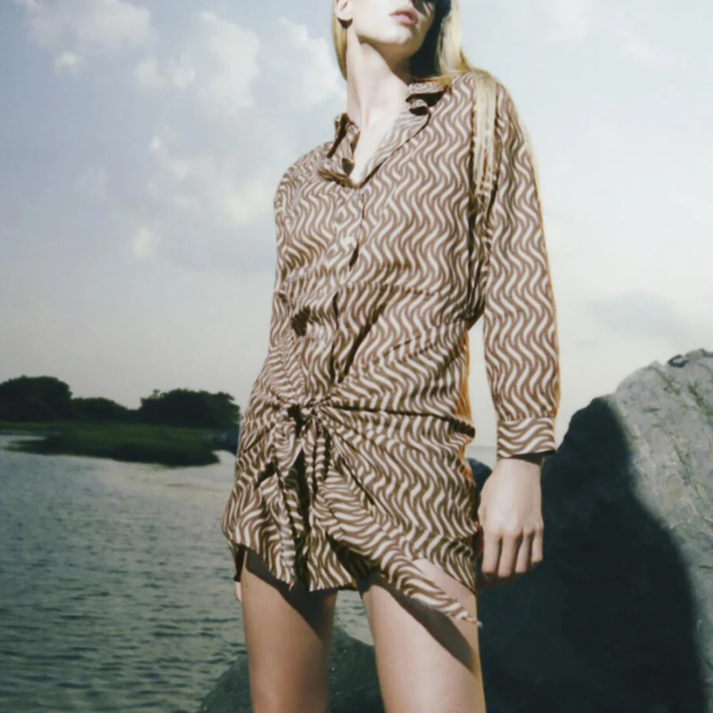 

Новинка 2021, женское платье Unizera со средней талией и принтом в виде узла, 05216250711