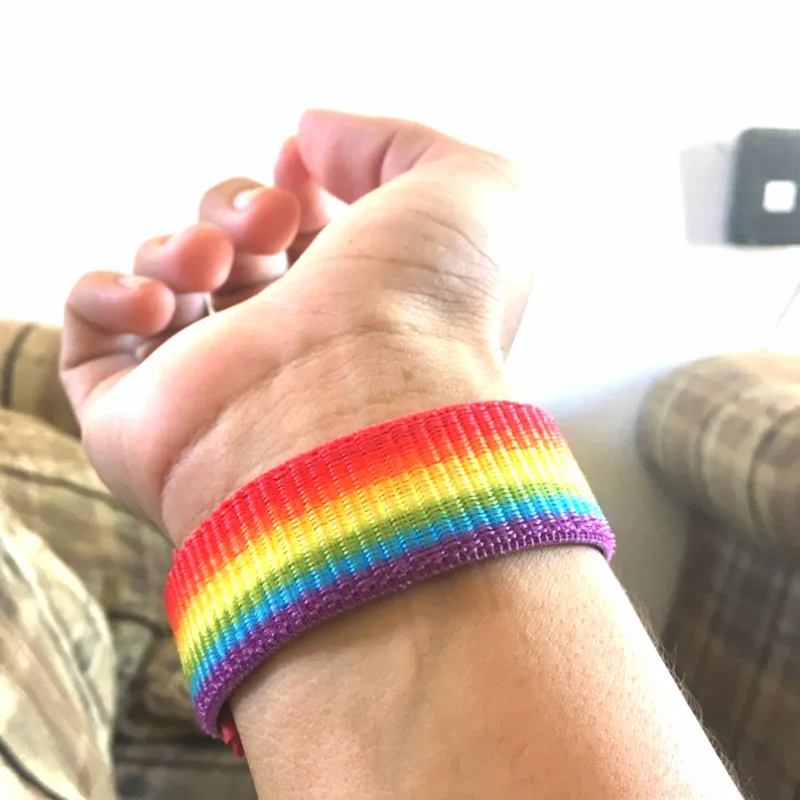 Laforuta для Apple Watch Band 44 мм 40 iWatch 5 4 3 2 42 38 Sport Loop Rainbow Nylon браслет ремешок часов|Ремешки