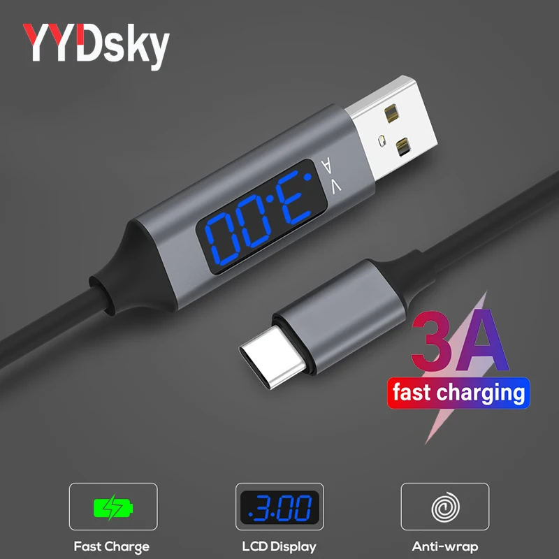 

Кабель Micro USB Type-C 3A для iPhone 12, Samsung, Xiaomi 11, быстрая зарядка, USB C провод с цифровым дисплеем, шнур для зарядки