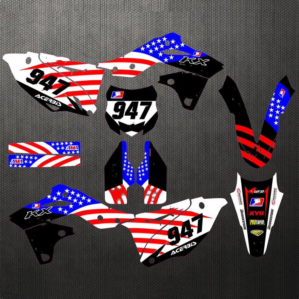 Мотоциклетные наклейки KXF 250 с бесплатными цифрами графические фоны для Kawasaki KX250F