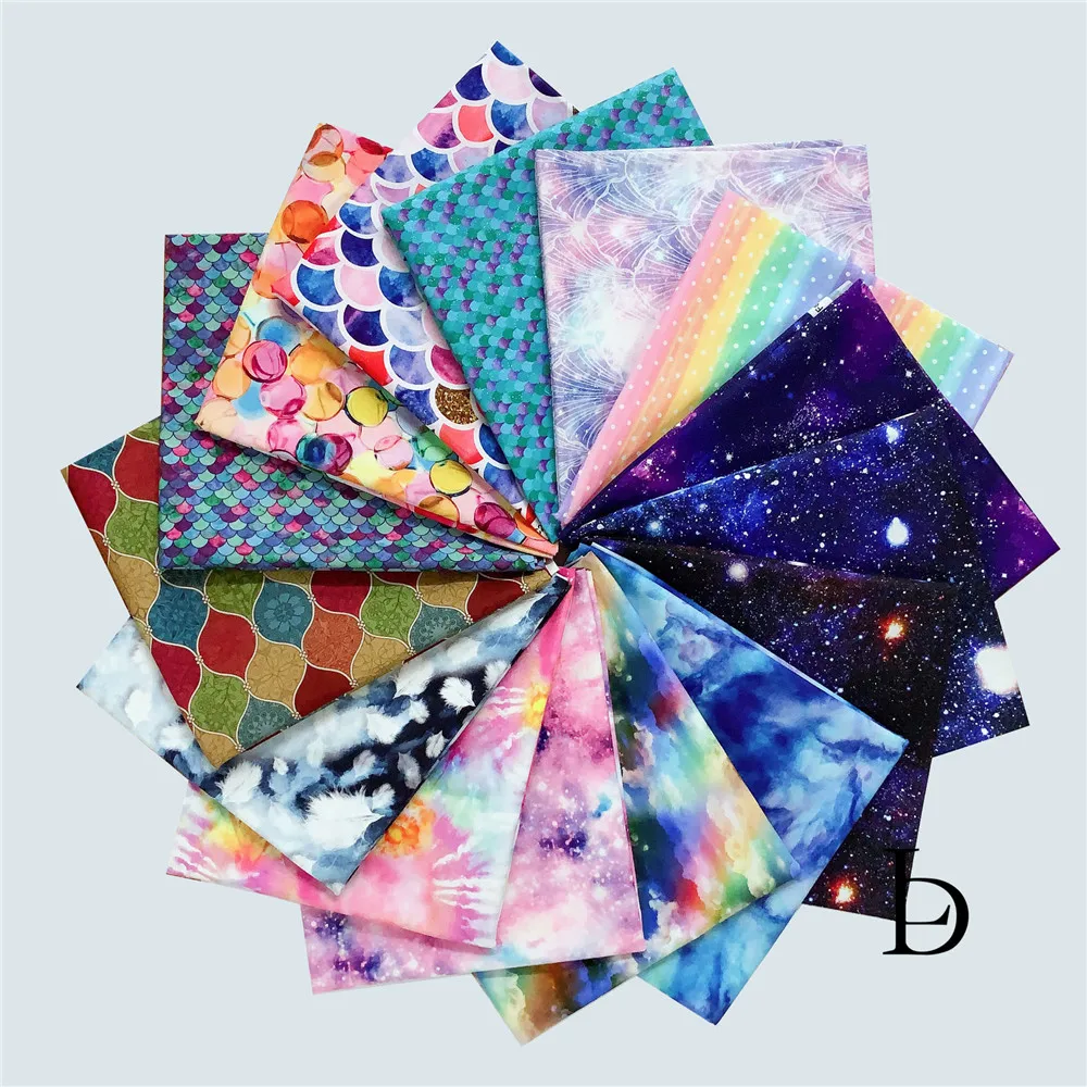 Wide110cm Радужная рыбья чешуя звездное небо облака космическая ткань 100% хлопок
