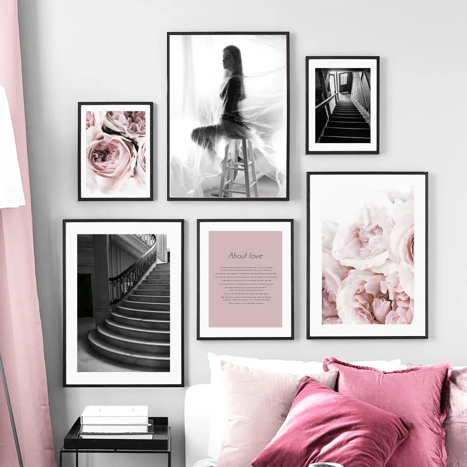 ВИНТАЖНЫЙ ПЛАКАТ постеры в скандинавском стиле с изображением лестницы цветов