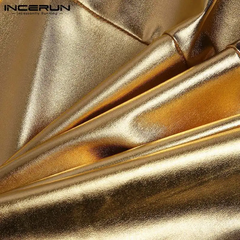 

INCERUN Men Pajamas Rompers Sleeveless O Neck Shiny Tank Tops Fitness Sleepwear Sexy Underwear Solid Color Men Homewear Playsuit