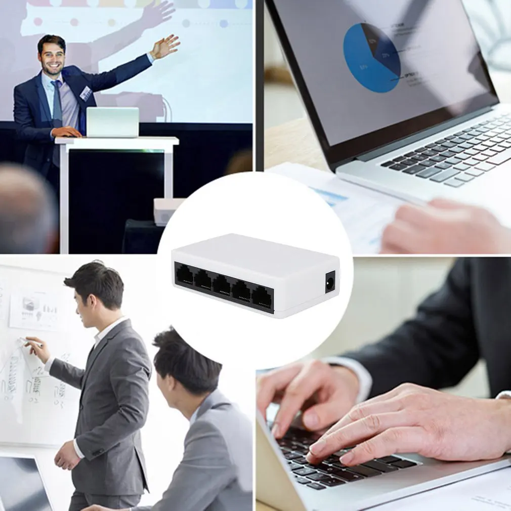 Мини-хаб RJ45 с 5 портами для быстрой сети Ethernet черный хаб настольного ПК полный