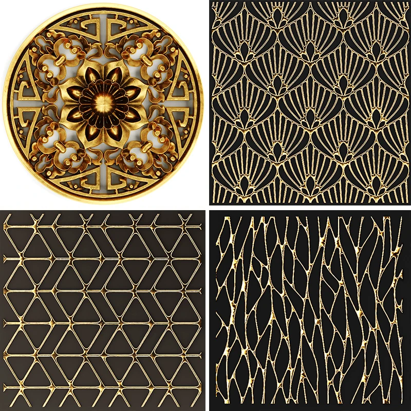 

Nitree Geometry Texture Gold Black Color Lattice Flower Photophone Photo Studio Props Background Food Photography Backdrop Vinyl