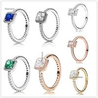 original 925 sterling silver ring rose gold four claw timeless elegance crystal rings for women wedding party fashion jewelry