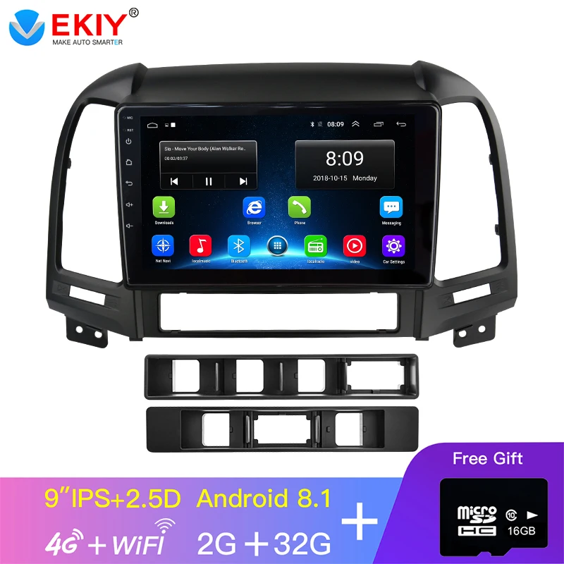 EKIY " ips 2.5D экран автомобиля радио мультимедиа 2 din для hyundai SANTA FE 2005-2012 Android 4G Navi навигация gps видео плеер