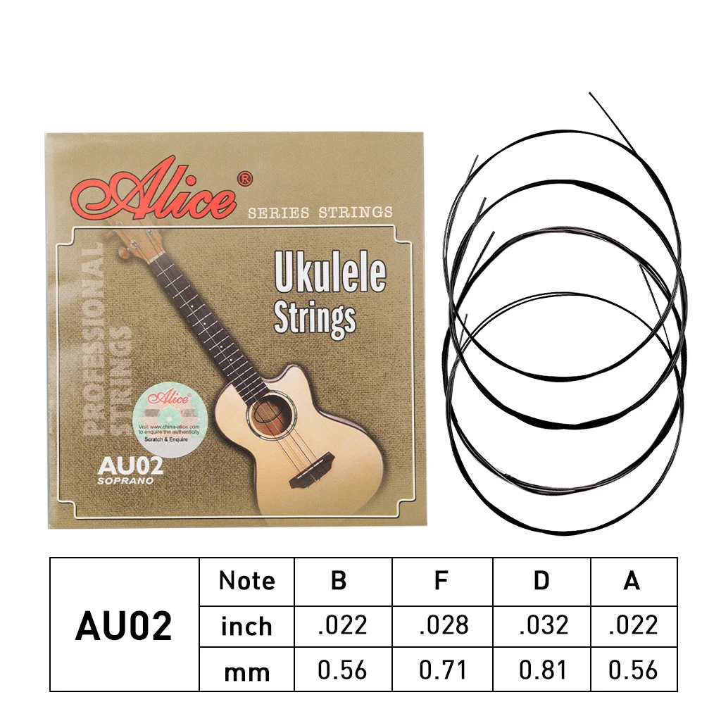 

1 SET Professional Ukulele Strings Alice Black Nylon Or Clear Nylon 4 Strings AU02 Or AU04 Mini Hawaiian Guitar Strings