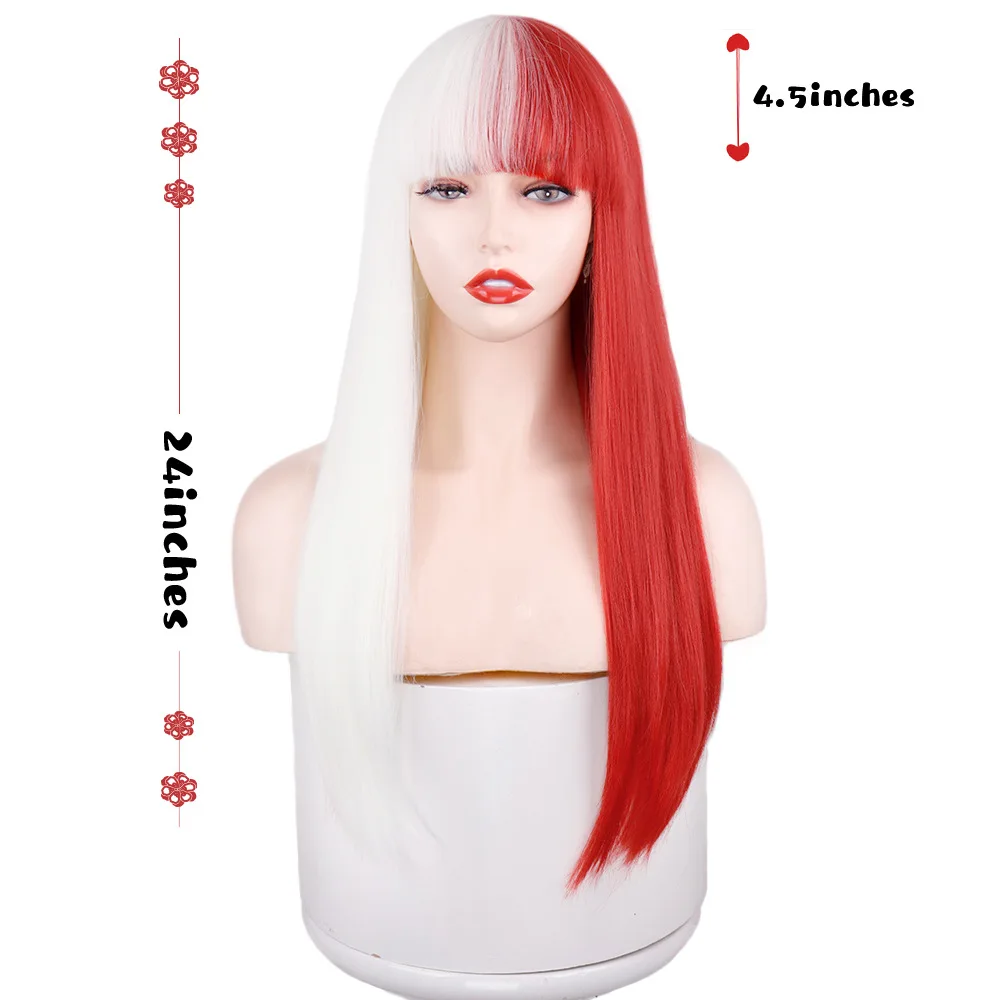 Парик женский синтетический длинный прямой с челкой для косплея вечевечерние