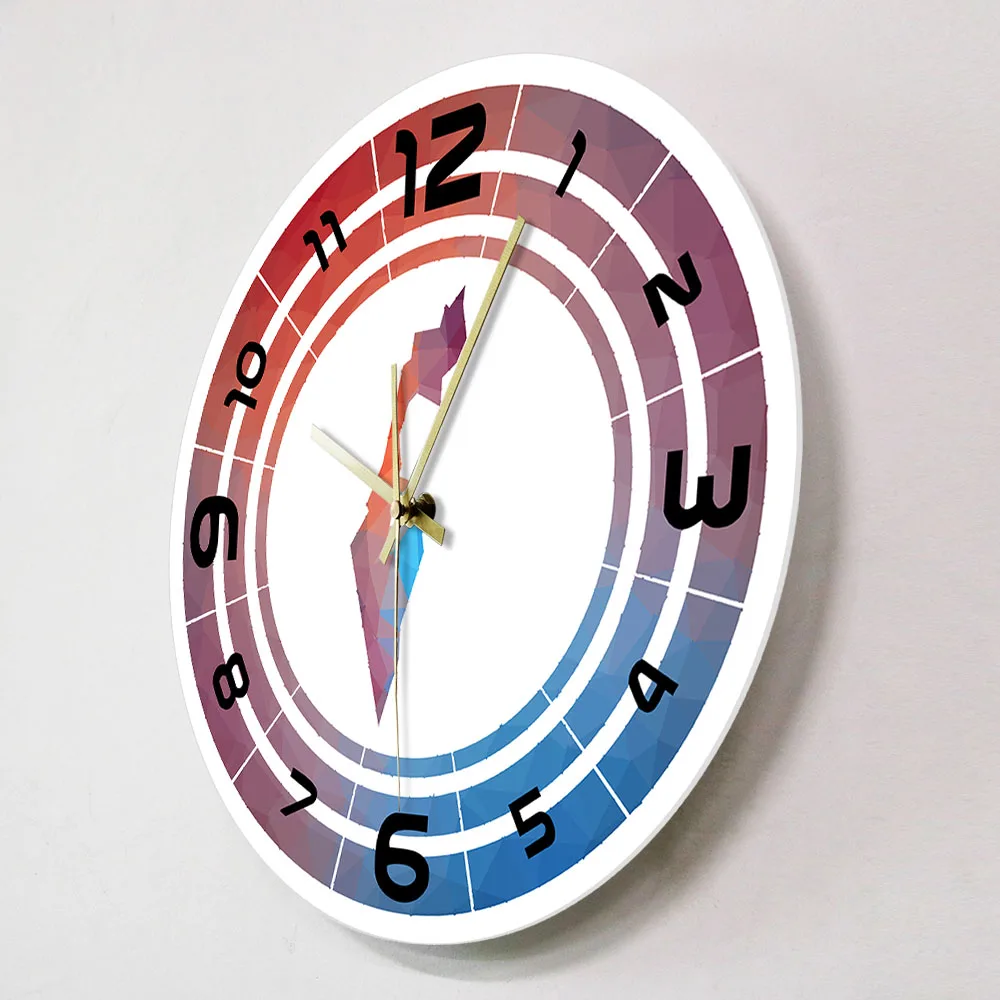 Разноцветные Израиль закругленные знаки с картой патриотические настенные часы