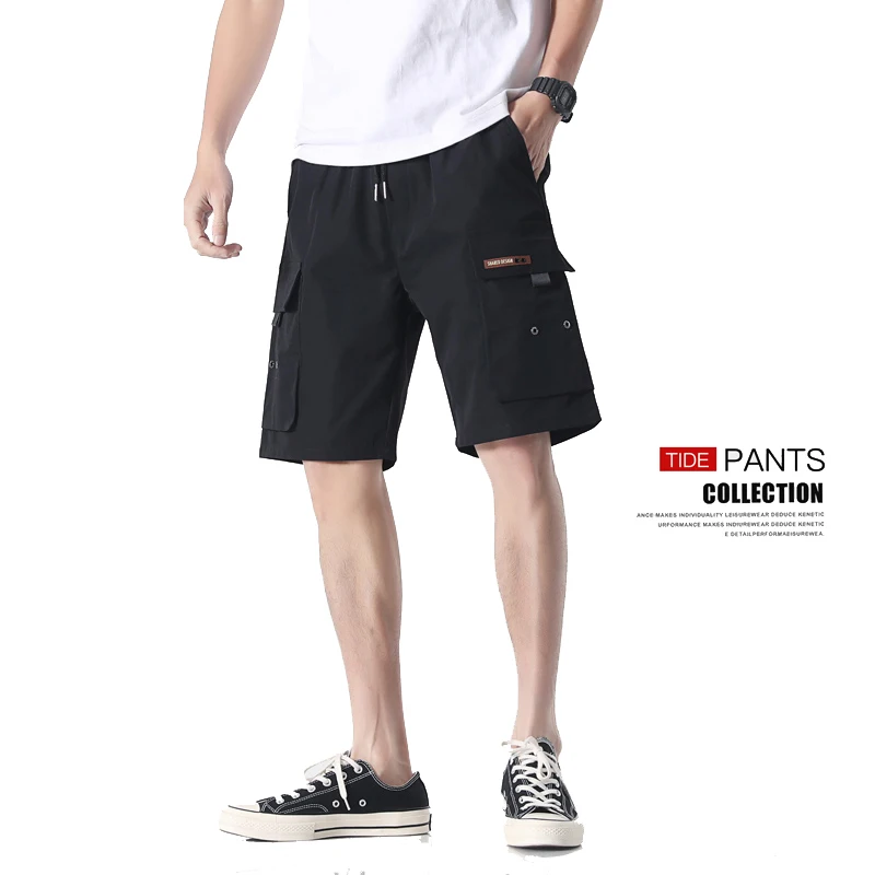 Мужские летние мешковатые шорты MOGU черные хлопковые мужские тактические с