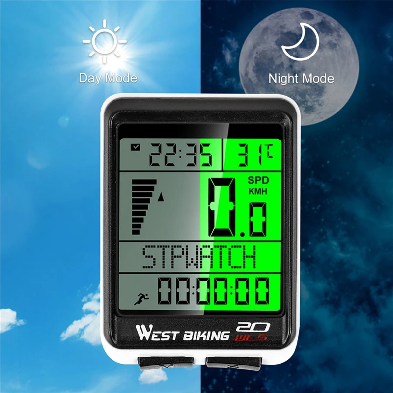 

Bicycle Wireless ComputerMultilingualDaily waterproofSpeedometer green backlighting Easy use to MTB Road Bicycle Accessories