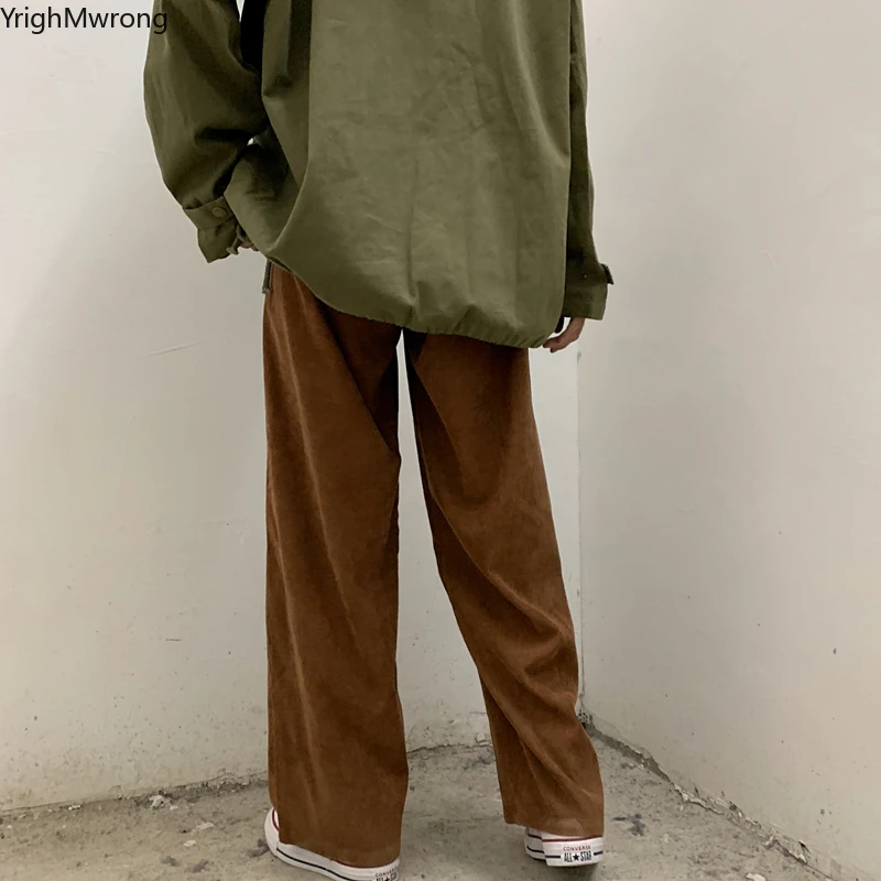 Эластичный пояс уличная одежда тонкий вельветовый карман свободные прямые