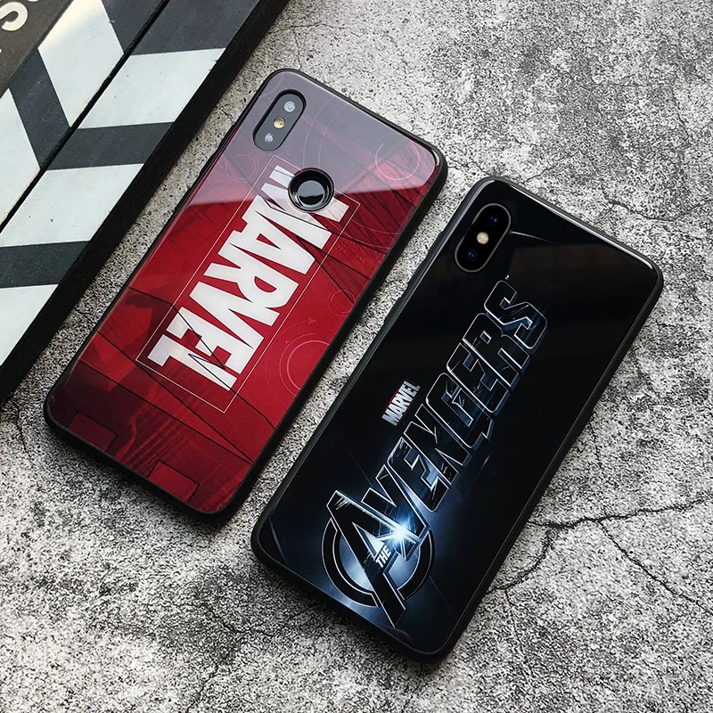 Чехол для iphone 7 8 6 s 7plus чехол X XR XS max Plus 5 se стеклянный Marvel Железный человек |