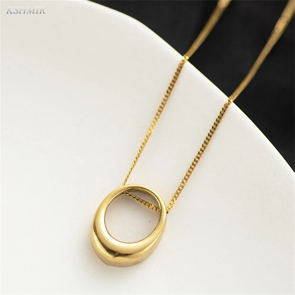 

Autumn and winter necklace female Korean geometric circular hollow out temperament sweet girl heart clavicle chain accessories