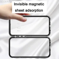 magnetic glass case for samsung galaxy note 20 ultra s20 fe s10 a71 a51 a70 s9 plus note 10 9 metal frame anti fall back shell