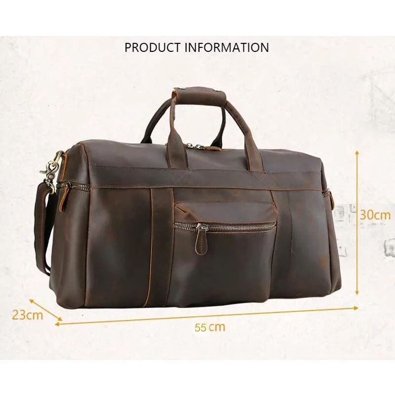 Мужская Дорожная сумка из натуральной кожи винтажная прочная дорожная через