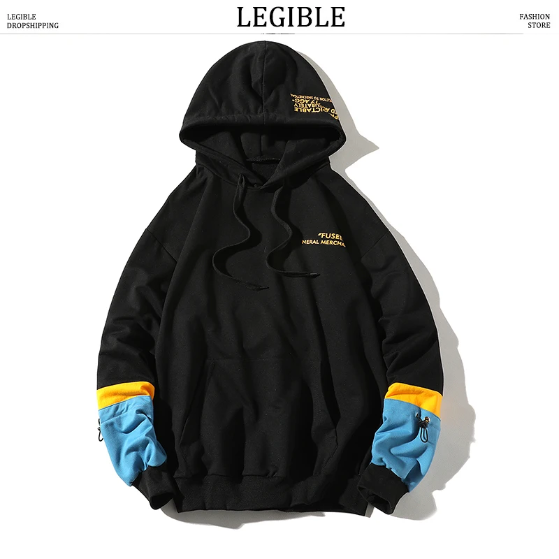 Разборчивые мужские толстовки с капюшоном демисезонные Свободные буквенным