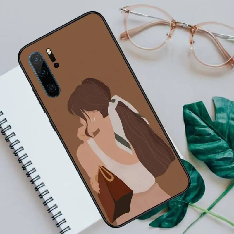 

vintage girl art abstract fashion Phone Case For Huawei honor Mate P 10 20 30 40 Pro 10i 9 10 20 8 x Lite Luxury brand shell