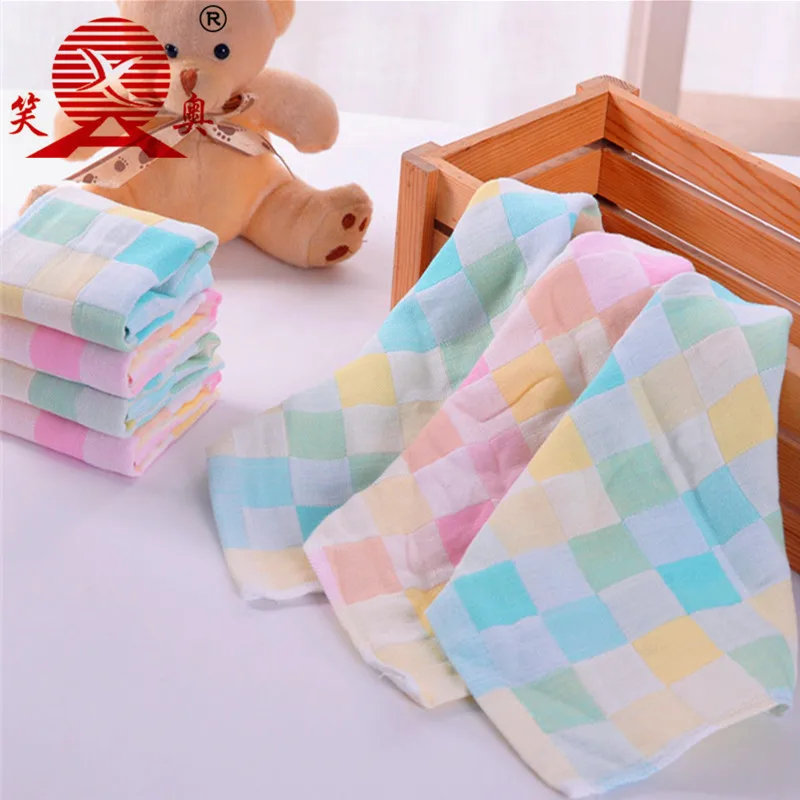 [5 упаковок в форме платок] Чистый хлопок марля клетчатый платок нагрудники