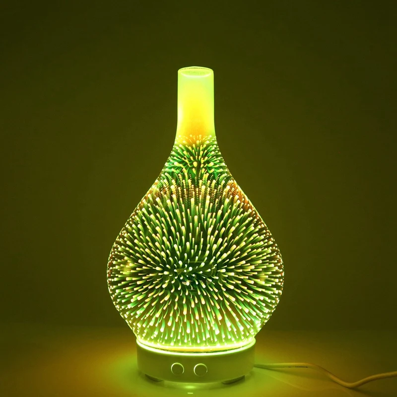 

HOT-3D Firework Glass Vase Shape Air Humidifier with 7 Color Led Night Light Aroma Essential Oil Diffuser Mist Maker Ultrasonic