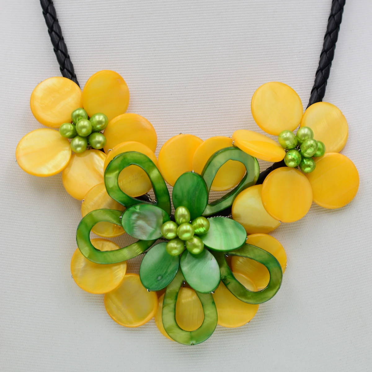 2019 New Fashion Yellow Green Mother Of Pearl Shell Flower Choker Necklace Bridal Jewelry Wedding Gifts Factory Price Bijoux | Украшения и