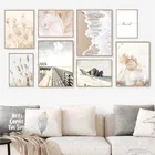 Современный Цветочный плакат, домашний декор, Пляжный Пейзаж, картина на стену, Картина на холсте, скандинавские плакаты и принты для гостиной