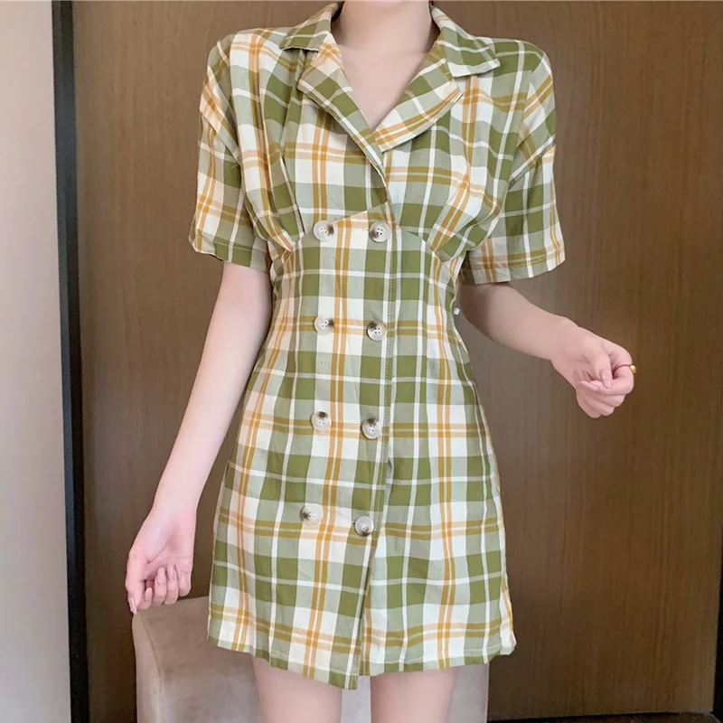 Женское платье корейское цельнокроеное мини-платье лето 2020 элегантные милые