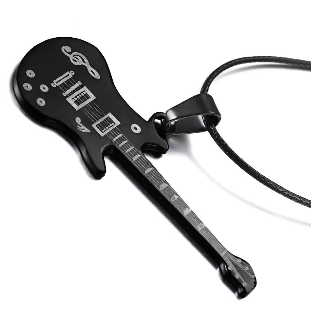 Модное ожерелье для гитары мужское колье кулон ожерелья из нержавеющей стали