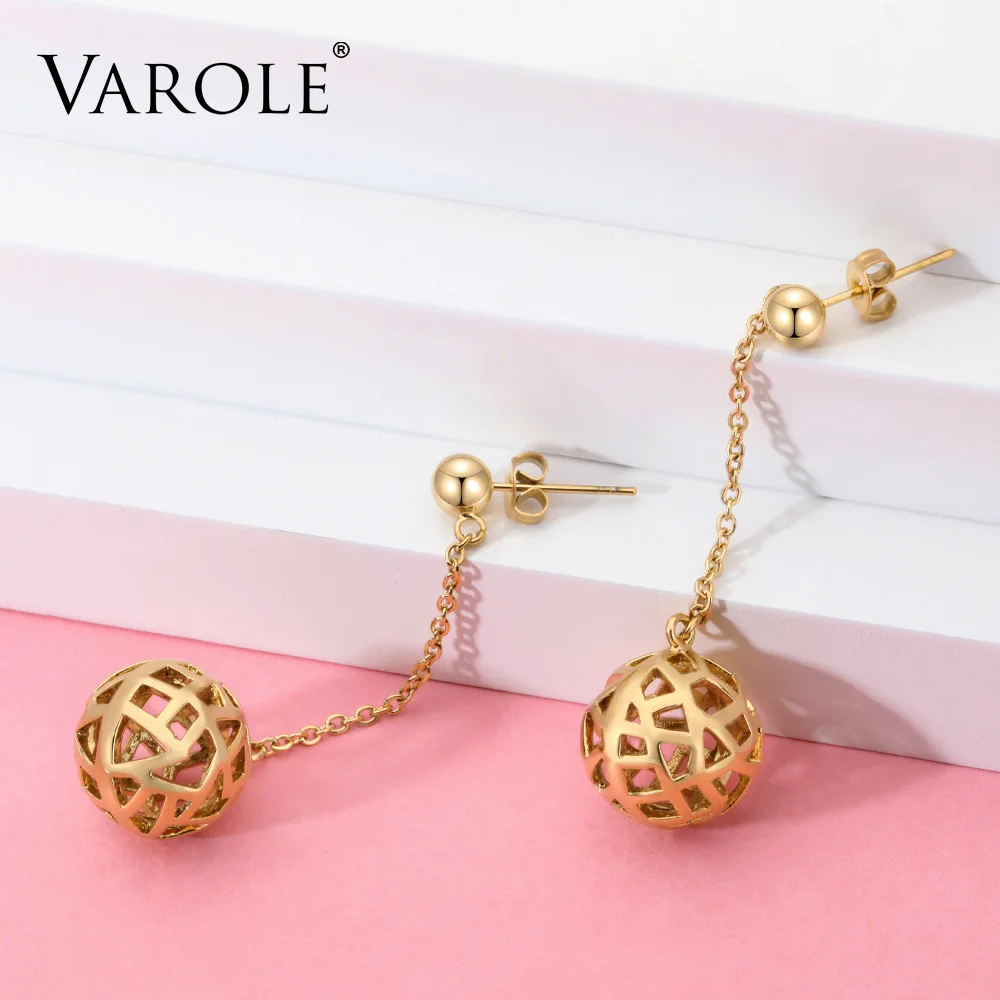 VAROLE полые металлические шарики висячие серьги золотого цвета Висячие для женщин