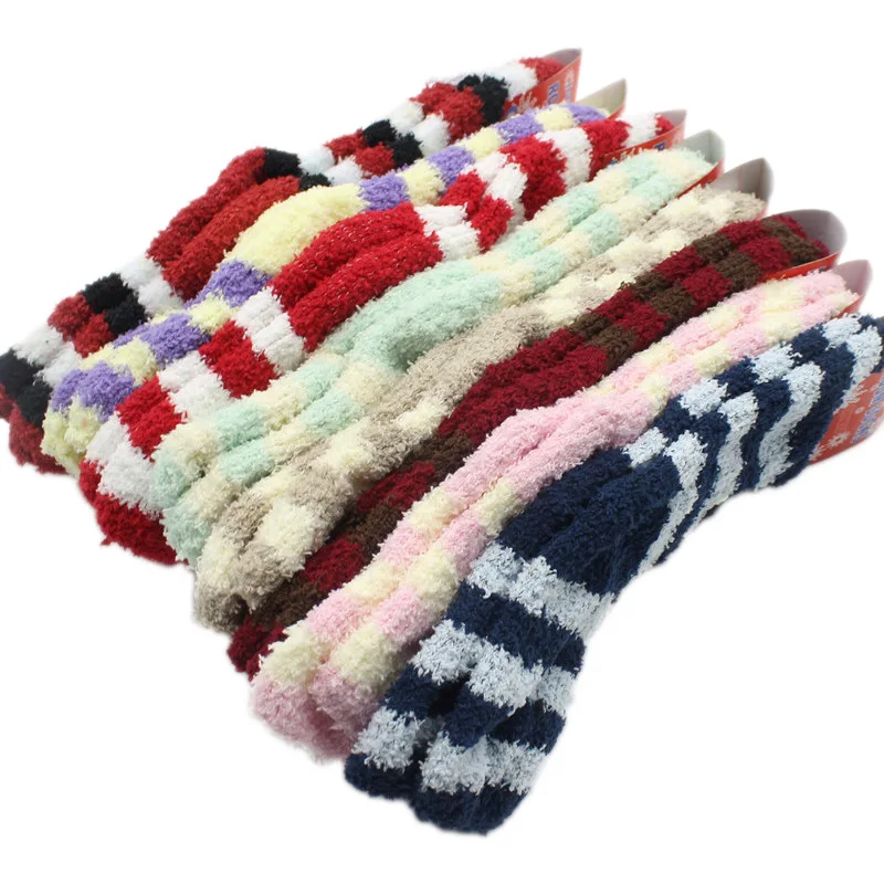 

1Pairs New Arrive stripe Thickened Socks Autumn And Winter Floor Sleep Socks harajuku