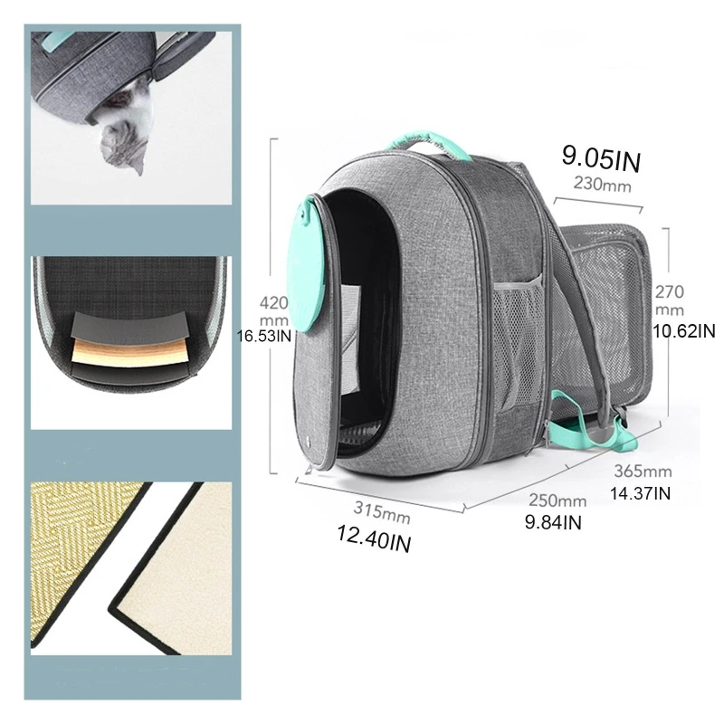 

Foldable Transparent Mesh Window Backpack with Inner Safety Leash Breathable 20CA