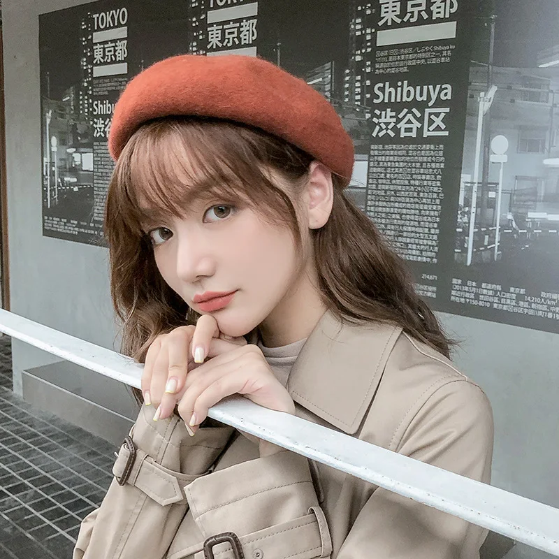 

2020 autumn and winter new solid color wool beret retro British version fashion wild wool sweet cute painter hat C13