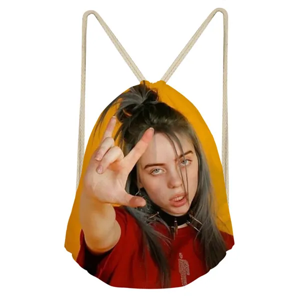 CDZHL735Z3 Thikin Billie Eilish Повседневное мешок на завязках сумка для йоги, спортивная сумка для йоги, рюкзак для малышей в мягкой обложке на низкой подошве; женские пляжные сумка со шнурком мешок - Цвет: CDZHL735Z3