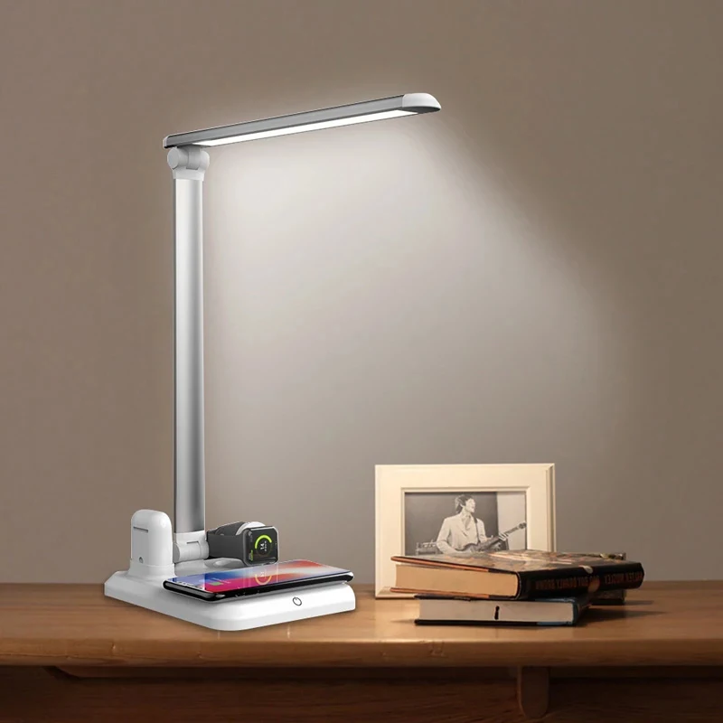10w led desk lamp wireless charger qi usb type c fast charging for mobile phone apple headset smart watch home office table lamp free global shipping
