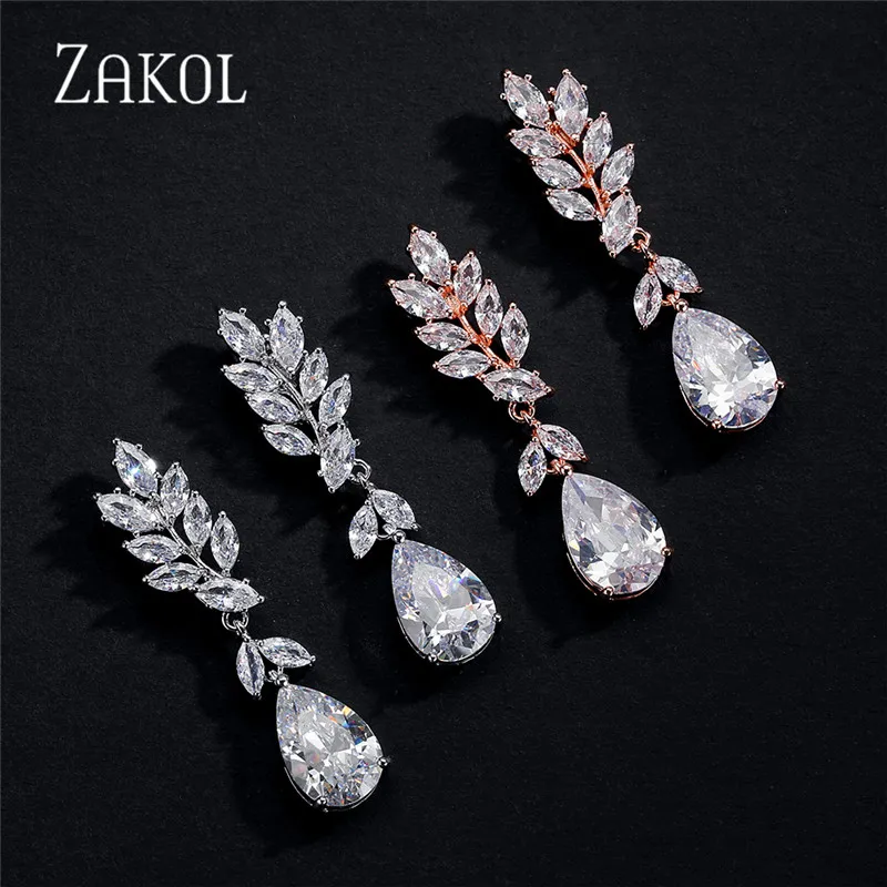 ZAKOL Роскошные Кристальные капли кубического циркония ювелирные изделия для