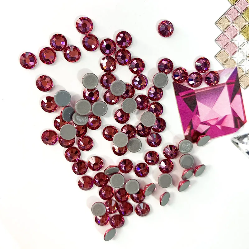 Стразы термостойкие для ногтей стразы ремни розово-красный клей с блестками