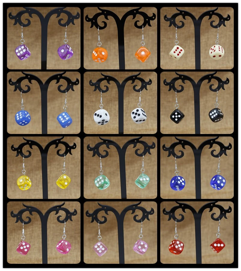 

New Fashion Fun Casino Dice Pendant Earrings Plastic Candy Color Earrings Gift Jewelry