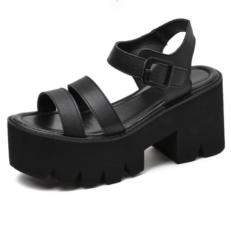 

2021 New Summer Black Platform Women Sandals Female Shoes Woman Fashion Buckle Causal Sandals High Quality Sandals
