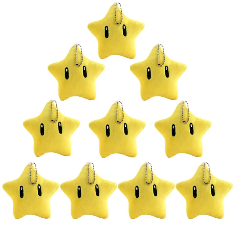 

2" 5cm 10Pcs/lot Cute Mini Yellow Stars Plush Toys Keychain Small Pendant Soft Doll Kids Gifts