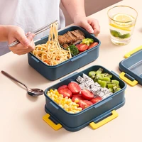 office worker with lunch box double layer japanese style portable microwave bento box separated insulation heated lunch box set